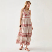 Dames kanten jurk met V-hals en mouwloos ontwerp