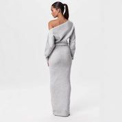 Elegante Off-Shoulder Gebreide Bodycon Jurk – Sexy & Stijlvol voor Elke Avond