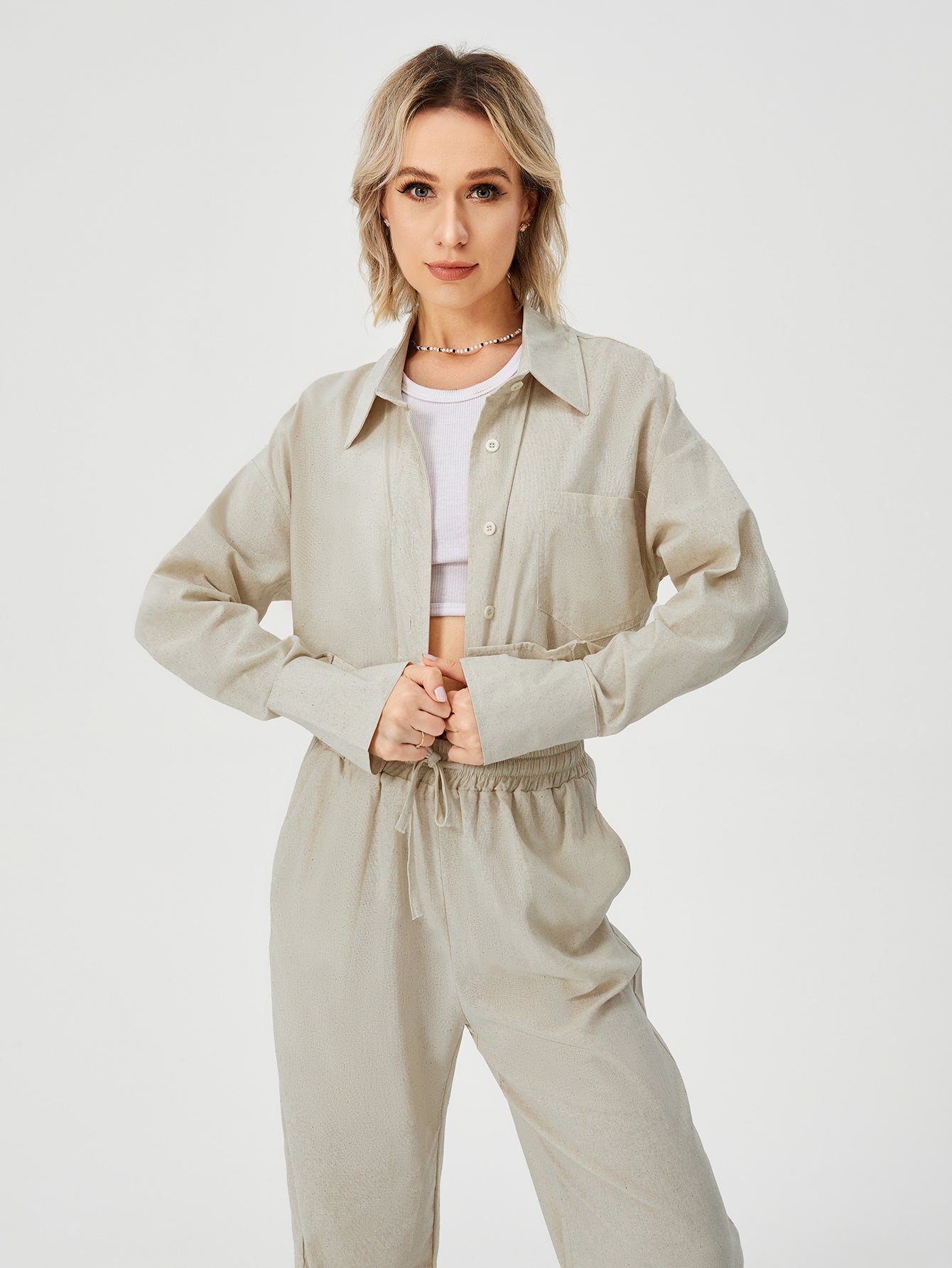 Dames tweedelige outfits lange mouwen button down wijde pijpen loungewear pyjama set