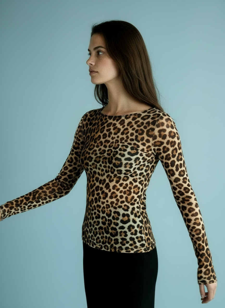 Animal-Print Longsleeve Top met Flared Mouwen