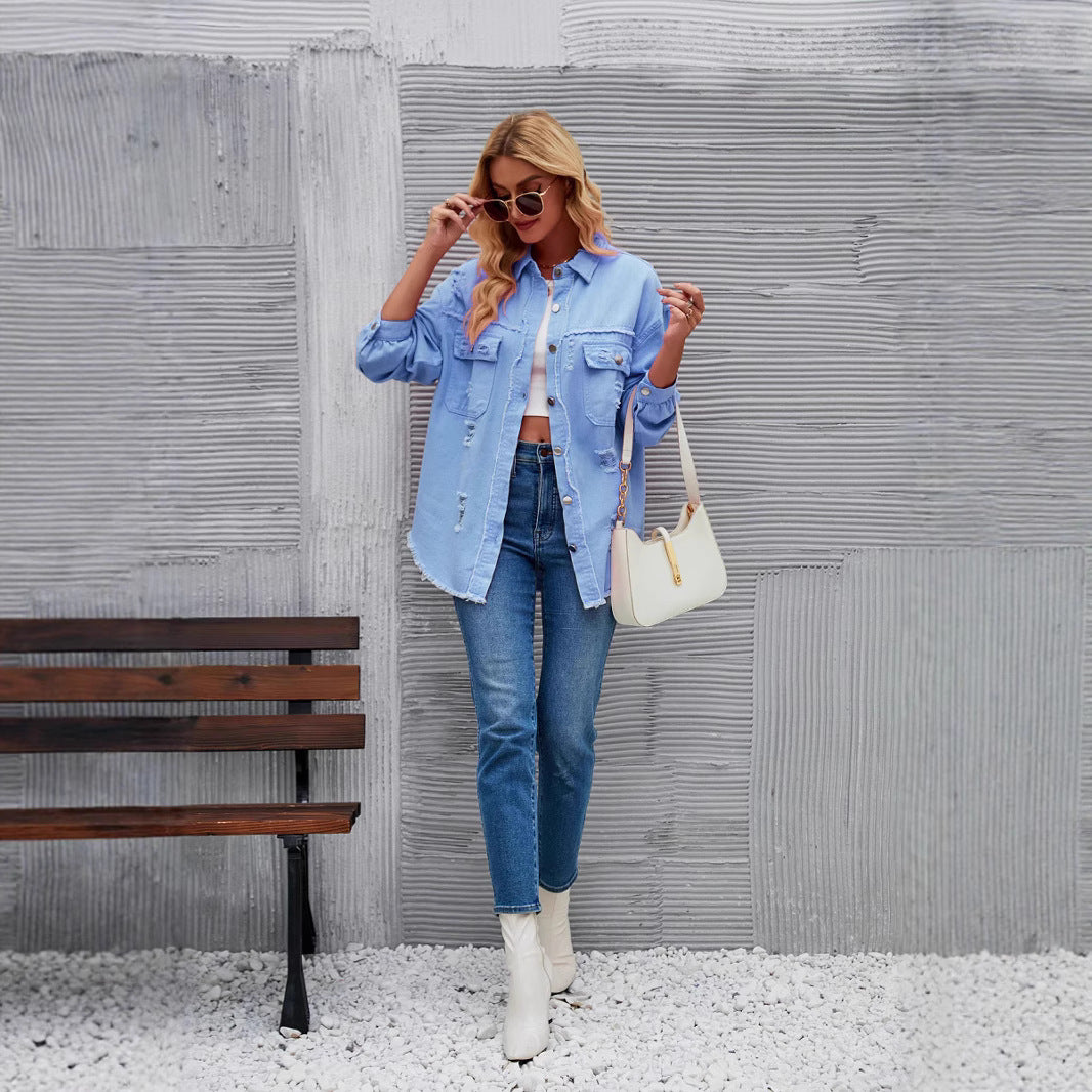 Casual relaxte denim top voor dames