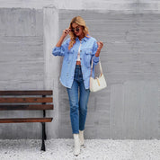 Casual relaxte denim top voor dames