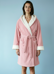 Zachte Fleece Badjas met Capuchon – Roze