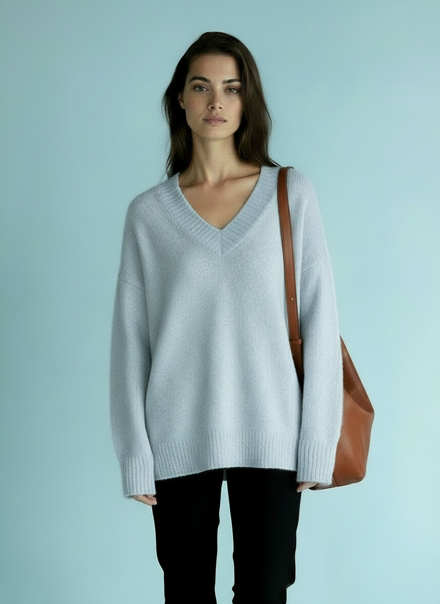 Zachte trui met V-hals