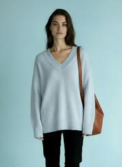 Zachte trui met V-hals