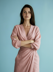 Dames V-hals Maxi Jurk met Tailleaccent