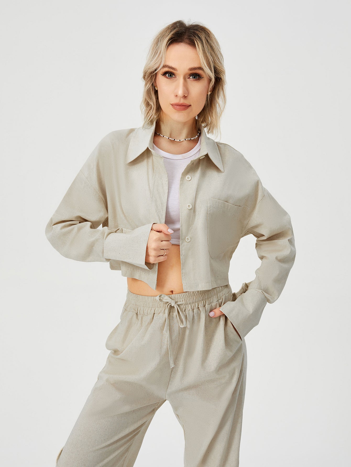 Dames tweedelige outfits lange mouwen button down wijde pijpen loungewear pyjama set