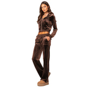 Stijlvolle fluwelen tweedelige sporthoodieset