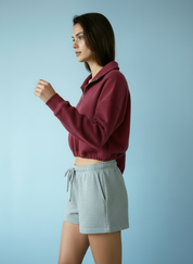 Cropped Hoodie met Rits en Taillekoord