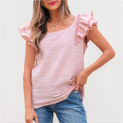 Sweet Ruffle Top met Strikdetail en Zachte Textuur