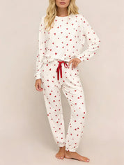 Pyjamaset met veterprint met lange mouwen en lange broek voor loungewear