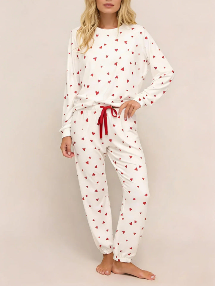 Pyjamaset met veterprint met lange mouwen en lange broek voor loungewear