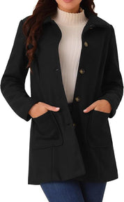 Casual jas met lange mouwen en revers met wol en lange rij knopen