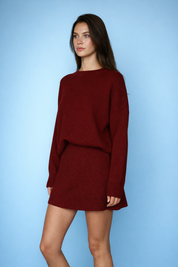 Dames Gebreide Set – Trui & Mini Rok met Hoge Taille