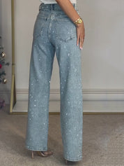 Glitterende damesjeans