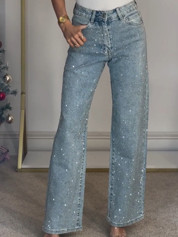 Glitterende damesjeans