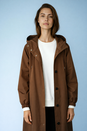 Dames Waterdichte Regen Trenchcoat met Capuchon – Tussenjas voor Lente en Herfst