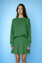 Dames Gebreide Set – Trui & Mini Rok met Hoge Taille