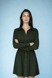 Dames Jumpsuit met Lange Mouwen & Knopen – Shirt Dress Look