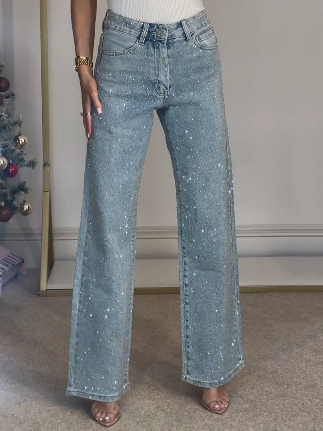 Glitterende damesjeans