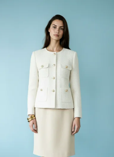 Chanel-Style Tweed Jas – Elegante Franse Dames Blazer